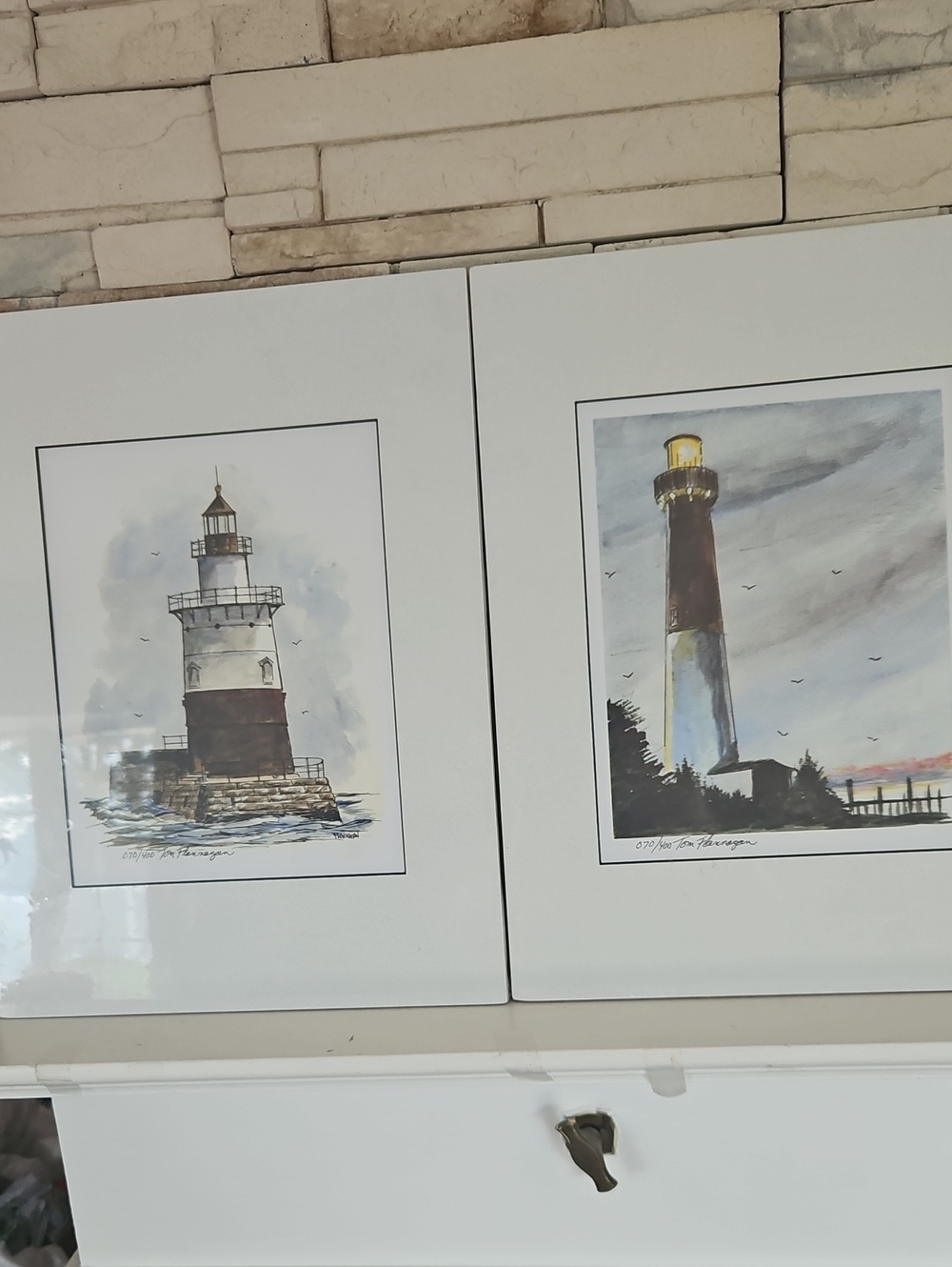 Set of 2 , Tom Flannagan Coastal Lighthouse Art Prints, 8 x 10.
